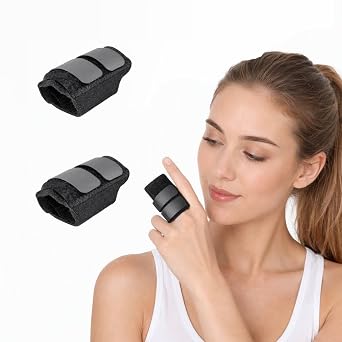 Trigger Finger Splint with 2 Metal Support Bars, Adjustable Finger Buddy Splints Mallet Finger Brace for Arthritis, Injury, Sprain - Pain Relief for Middle, Index, Ring, Pinky Finger 2 pcs