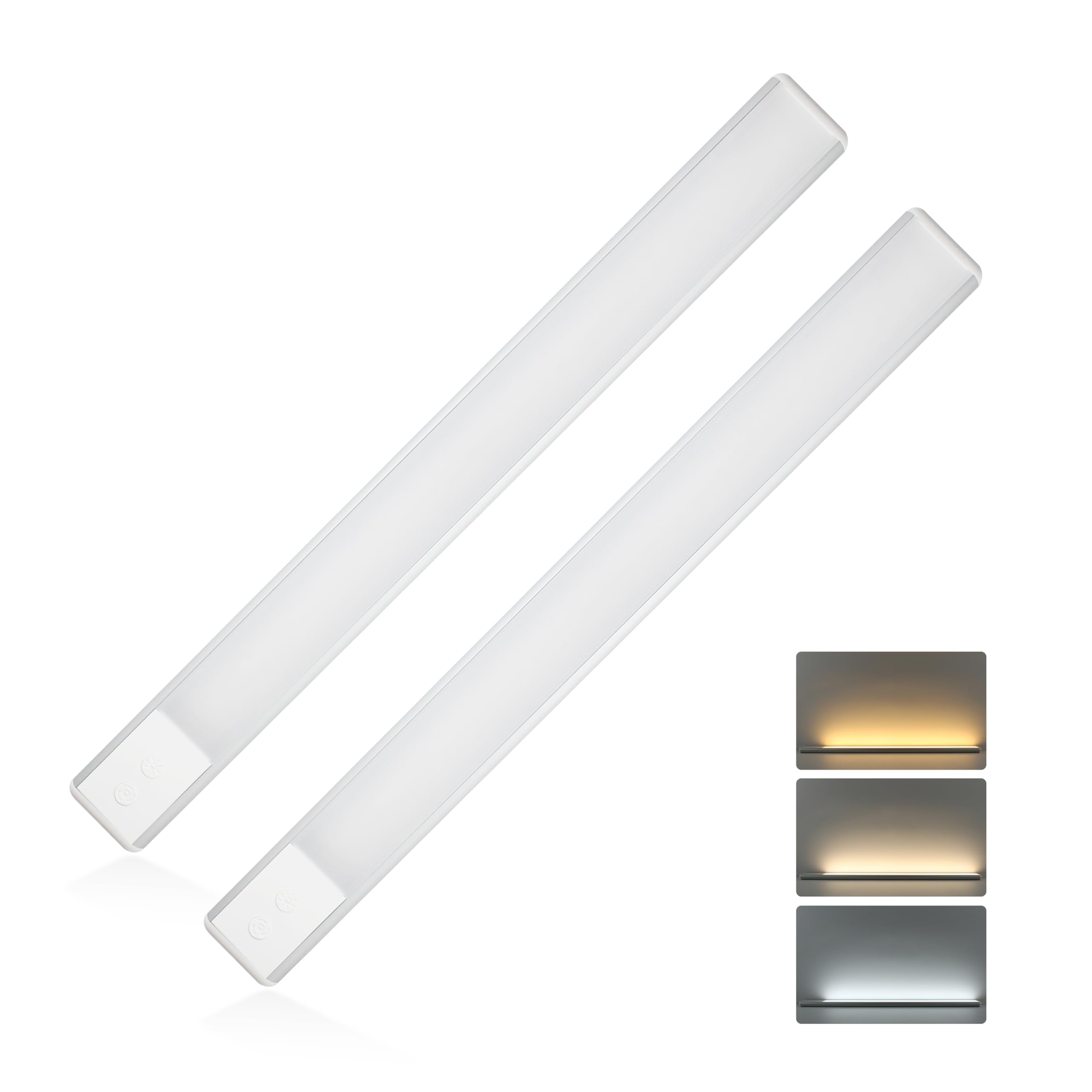 Bhanboth 2 Pack 12V - 30V Aluminum LED Light Bar - 800LM, 3-Color Dimmable, 10W - Frosted PC Cover | Dual Mount (Clips+Adhesive) for RV/Truck/Boat Marine Cabin