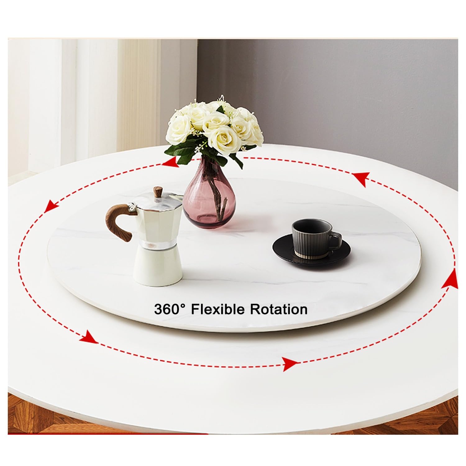 Plateau Tournant Lazy Susan pour Table à Manger, Plateau Rotatif en Ardoise, Texture Marbre, Rotation Silencieuse à 360°, pour Restaurants, Hôtels, Cuisines(Yellow-Gray,60cm/24)