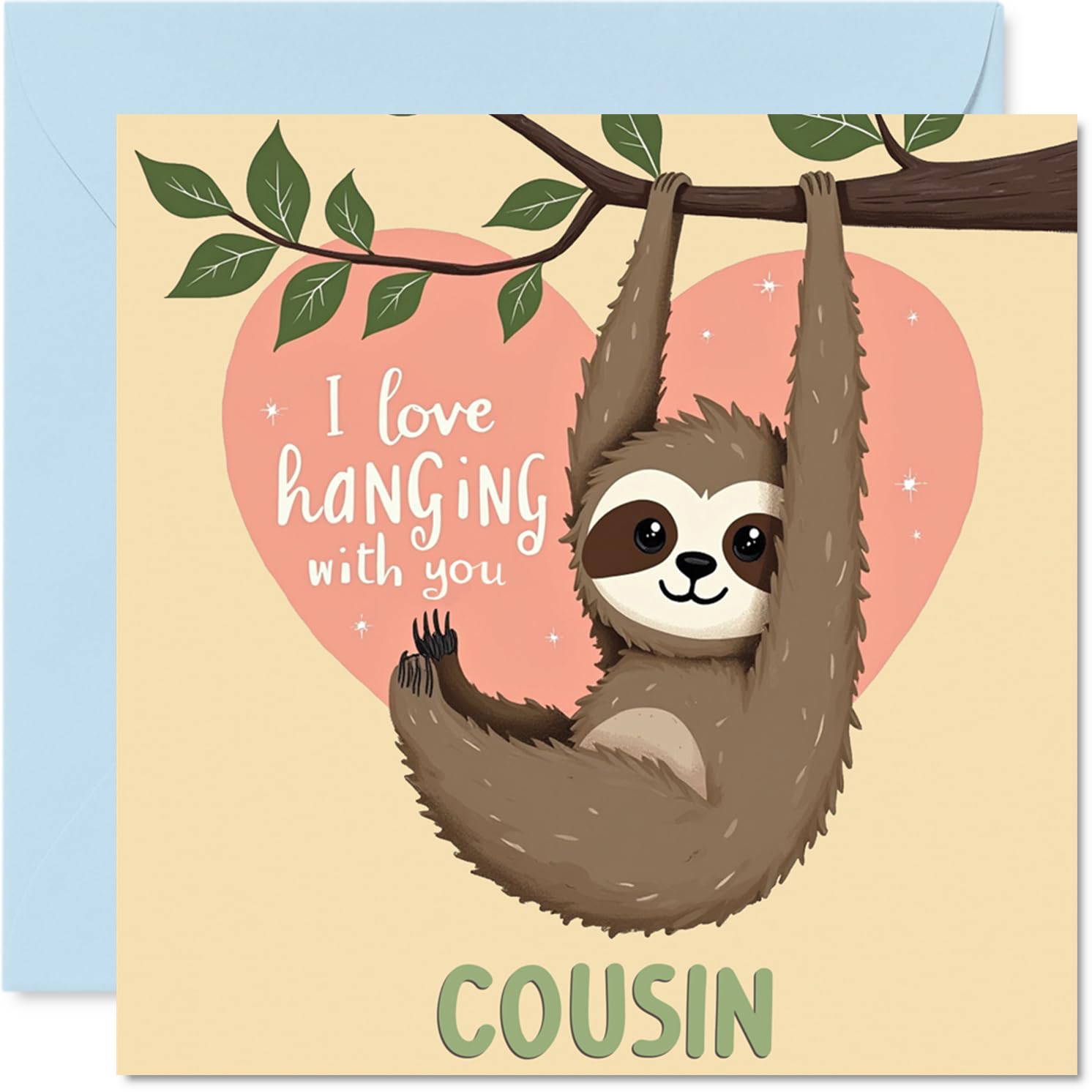 Cousin Birthday Card - Sloth Hanging Around - Happy Birthday Card for Cousin from Cousin Relative, 145mm Bday Greeting Cards