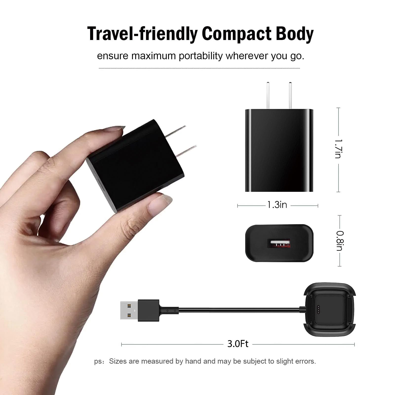 YCWZZH Caricatore da parete veloce da 1,8 m per Fitbit Versa 2 Caricabatterie USB Cavo di ricarica per Versa 2 Health & Fitness Smartwatch Sostituzione Dock del caricatore