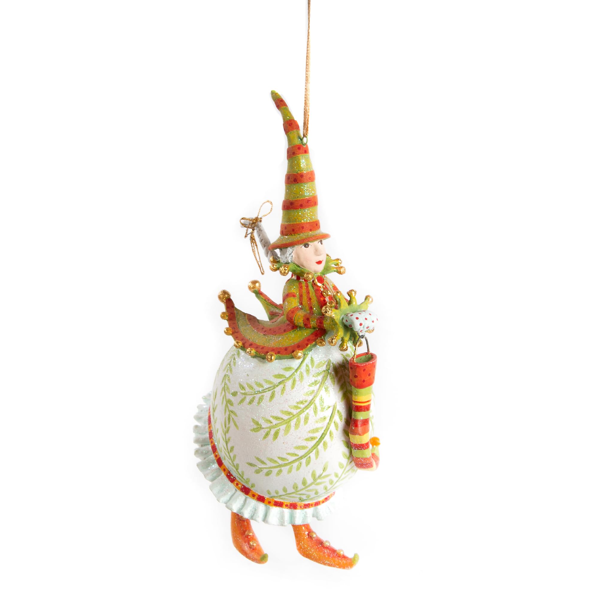 MACKENZIE-CHILDS Patience Brewster Dash Away Christmas Ornament, Indoor Christmas Tree Decoration for Holiday Decor Arrangement, Mrs. Santa