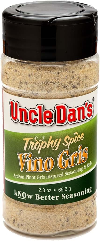 Uncle Dan’s Vino Gris - Artisan Pinot Gris Inspired Seasoning & Rub - Light Fruity Flavor Enhancer for Seafood, Pork, and Chicken, 2oz Shaker
