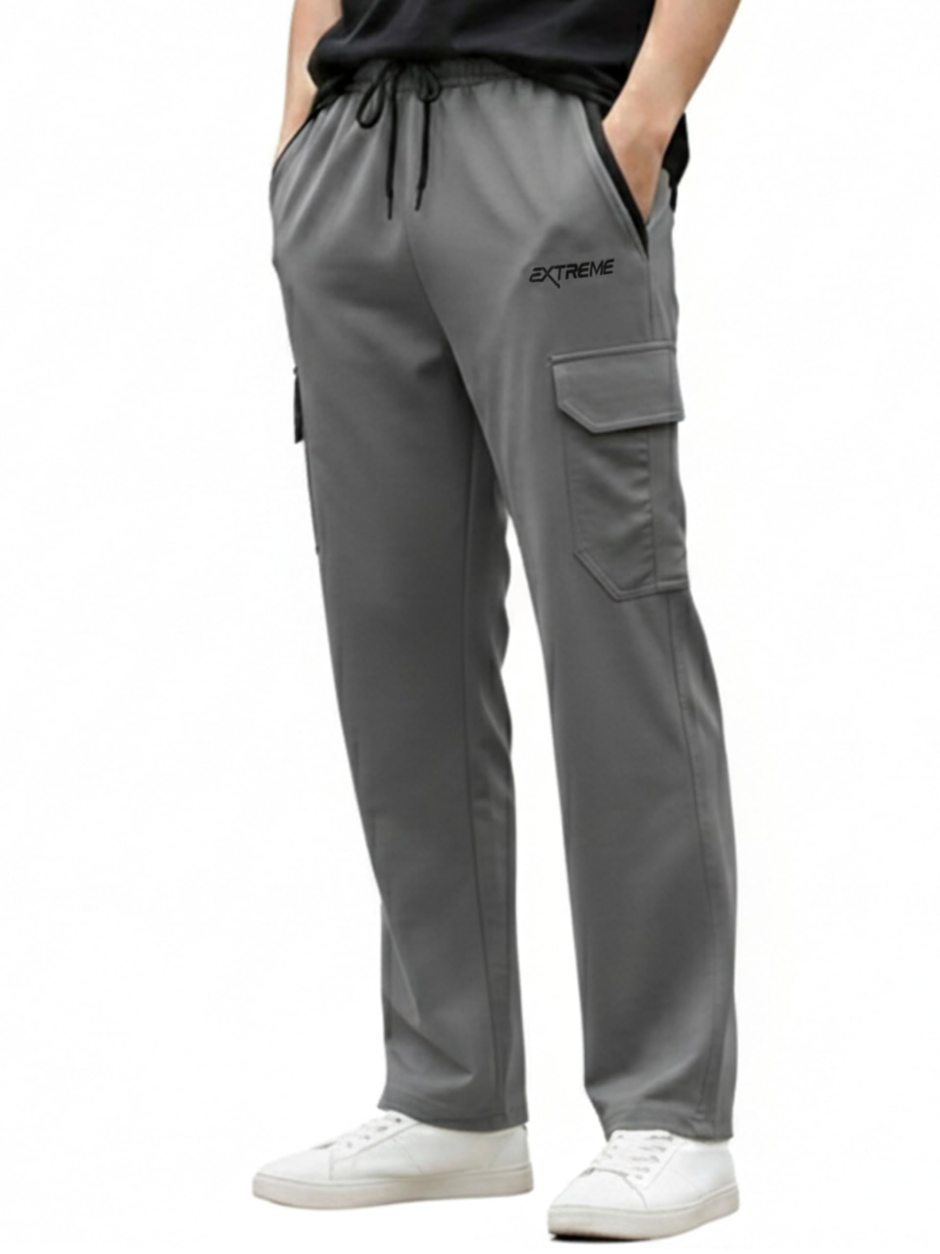 Men’s Trackpants Cargo Pant Straight Fit Lowers with Both Side Zipper Pockets & Dual Cargo Pockets for Gym, Sports & Casual Wear Track Pants for Men-image-14