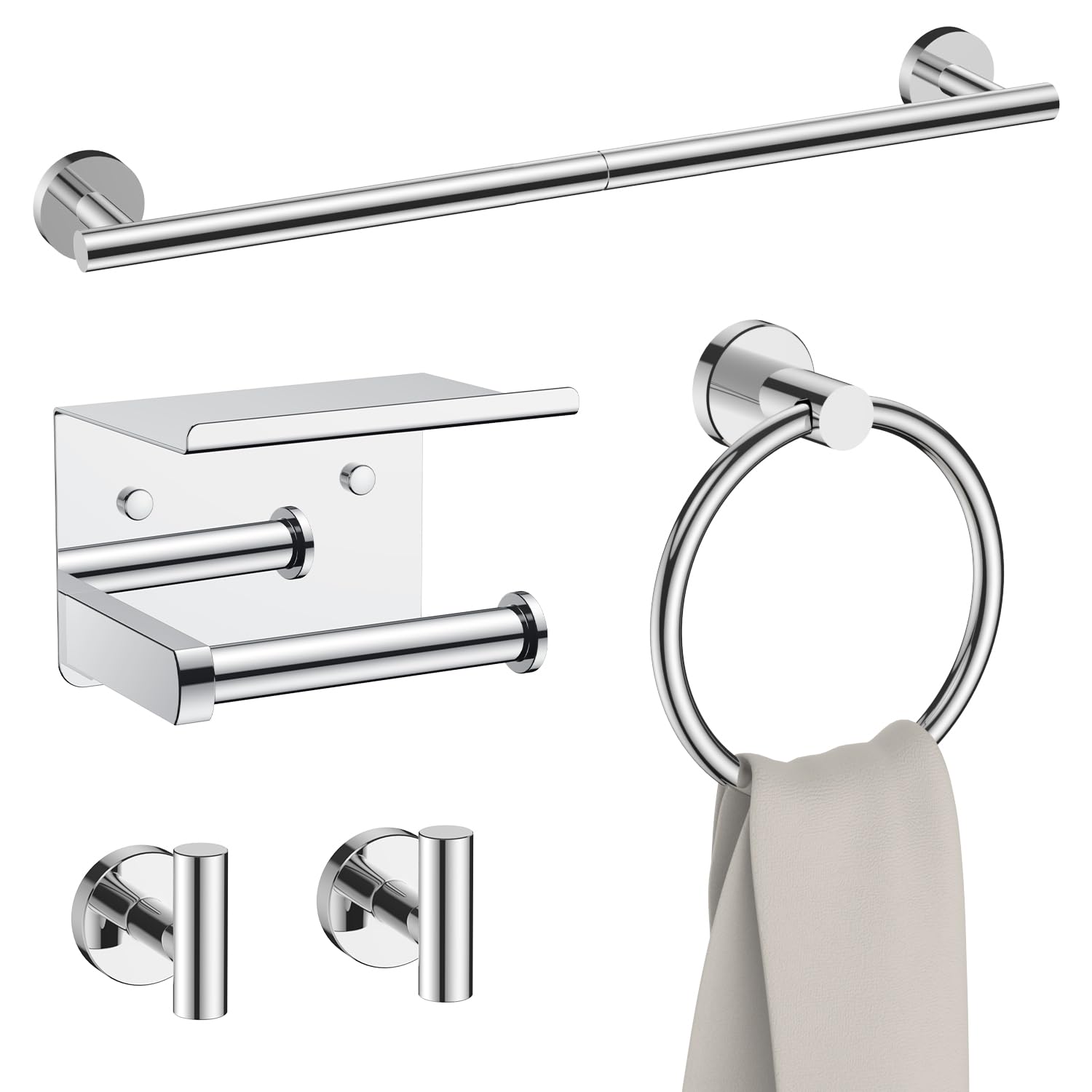 FORIOUS Bathroom Accessories, 4-Piece Bathroom Hardware Set - 24" Towel Bar — Amazon image 18