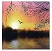 BANBERRY DESIGNS Soaring Eagle LED Lighted Canvas Print Home Decor - Morning Sunrise Wooded Lake Outdoors Scene