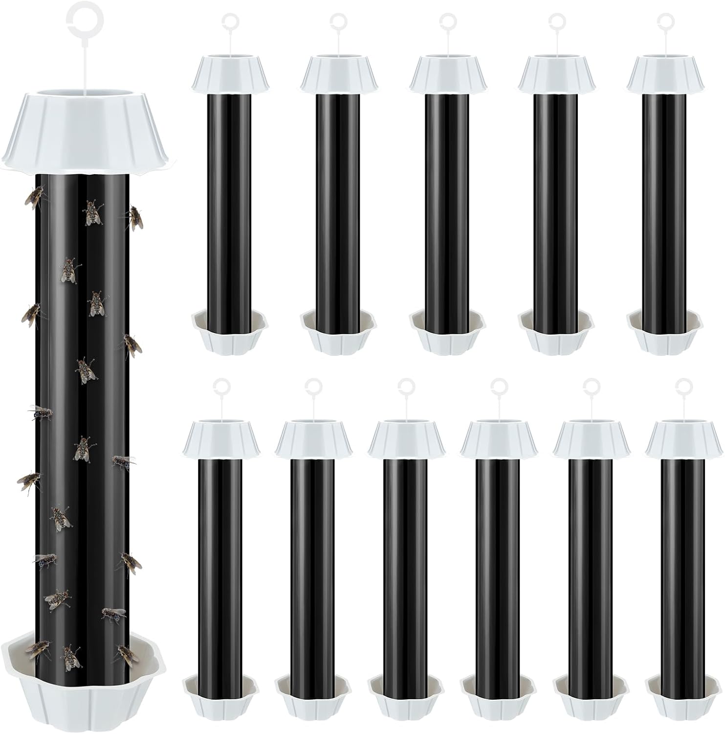 Qualirey Fly Traps for Indoor Outdoor Hanging Fruit Fly Stick Trap Sticky Mosquito for Home Insect 10 x 2.5 Inches(Black,12 Pcs)