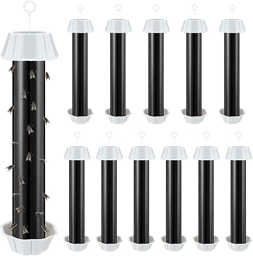 Vista 9 de Qualirey Trampas para moscas para colgar en interiores y exteriores, trampa para moscas de fruta, mosquitos pegajosos para insectos domésticos, 10 x