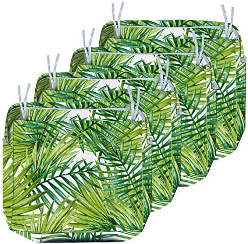 Juego de 4 fundas de cojín de patio para asiento profundo para exteriores, resistentes al agua, fundas de cojín de repuesto de 20 x 18 x 4 pulgadas (hojas tropicales 3)