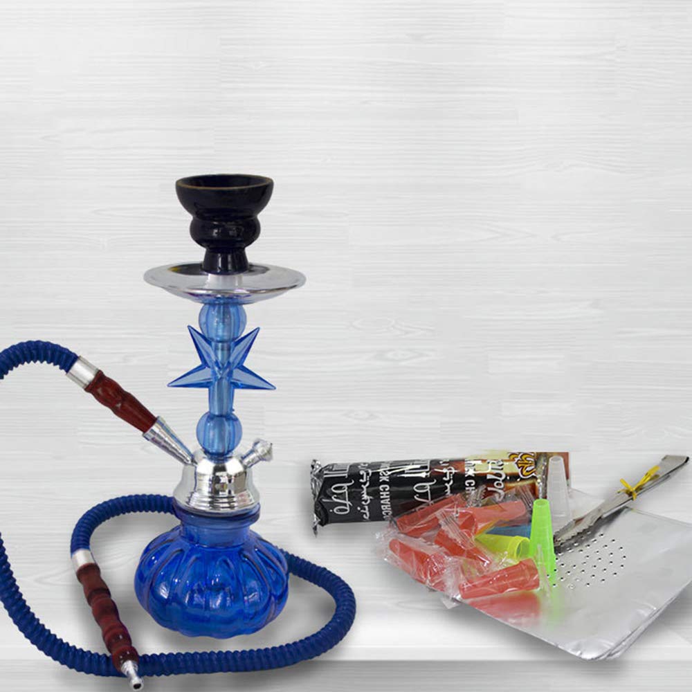 Juego Completo de Hookah Hookah con Mangueras Y un Cuenco de Cerámica, Kit de Shisha de Lujo, Jarrón de Agua de Vidrio, Juego de Shisha, Kit de Inicio,1hose