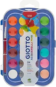 GIOTTO Acquarelli Mini, Aquarela em Estojo de Pastilhas de 23mm, 24 Cores