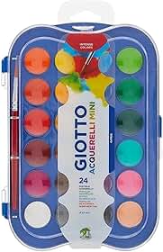 GIOTTO Acquarelli Mini, Aquarela em Estojo de Pastilhas de 23mm, 24 Cores