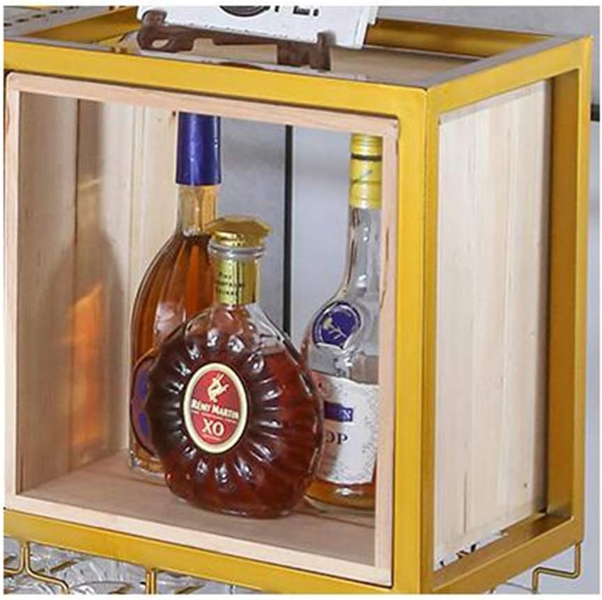 Wrought Iron Upside Down Wine Rack, bar Wine Cabinet Living Room Hanging Cup Holder, Home Creative Hanging Cabinet Wine Rack, Wine Rack (Color : Gold, Size : 120 25cm)