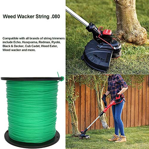 KAKO 080 Trimmer Line Round Weed Wacker String .080-Inch-by-2000-ft-5Lb Commercial Grade Round String Trimmer Line, Weed Eater String .080 Fits Most String Trimmer(Green)