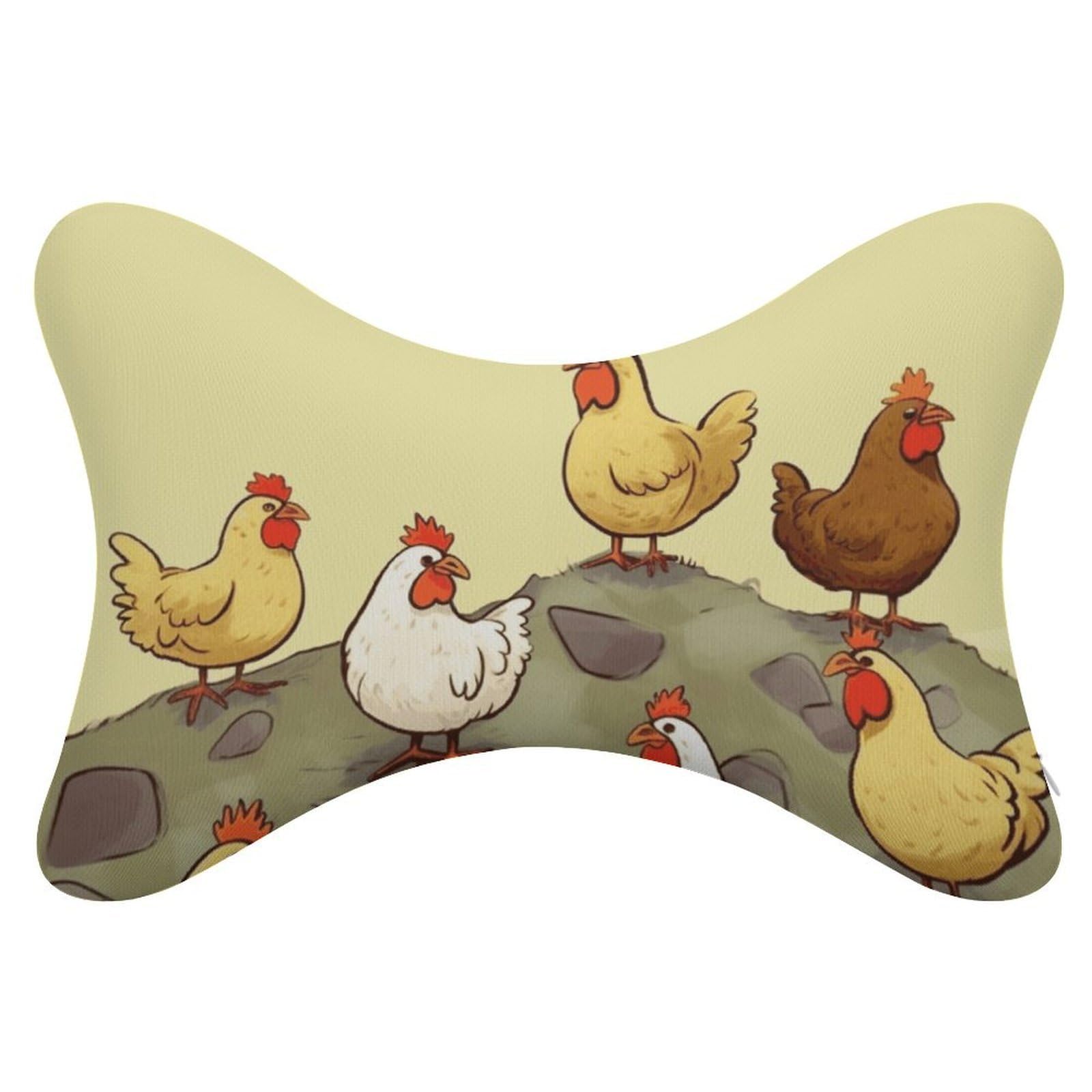 FekiLoot A Brood of Chickens Car Headrest Set of 2,Softness Memory Foam Car Neck Pillow with Breathable Removable Cover Car Neck Support Pillow Ergonomic for Driving, Office