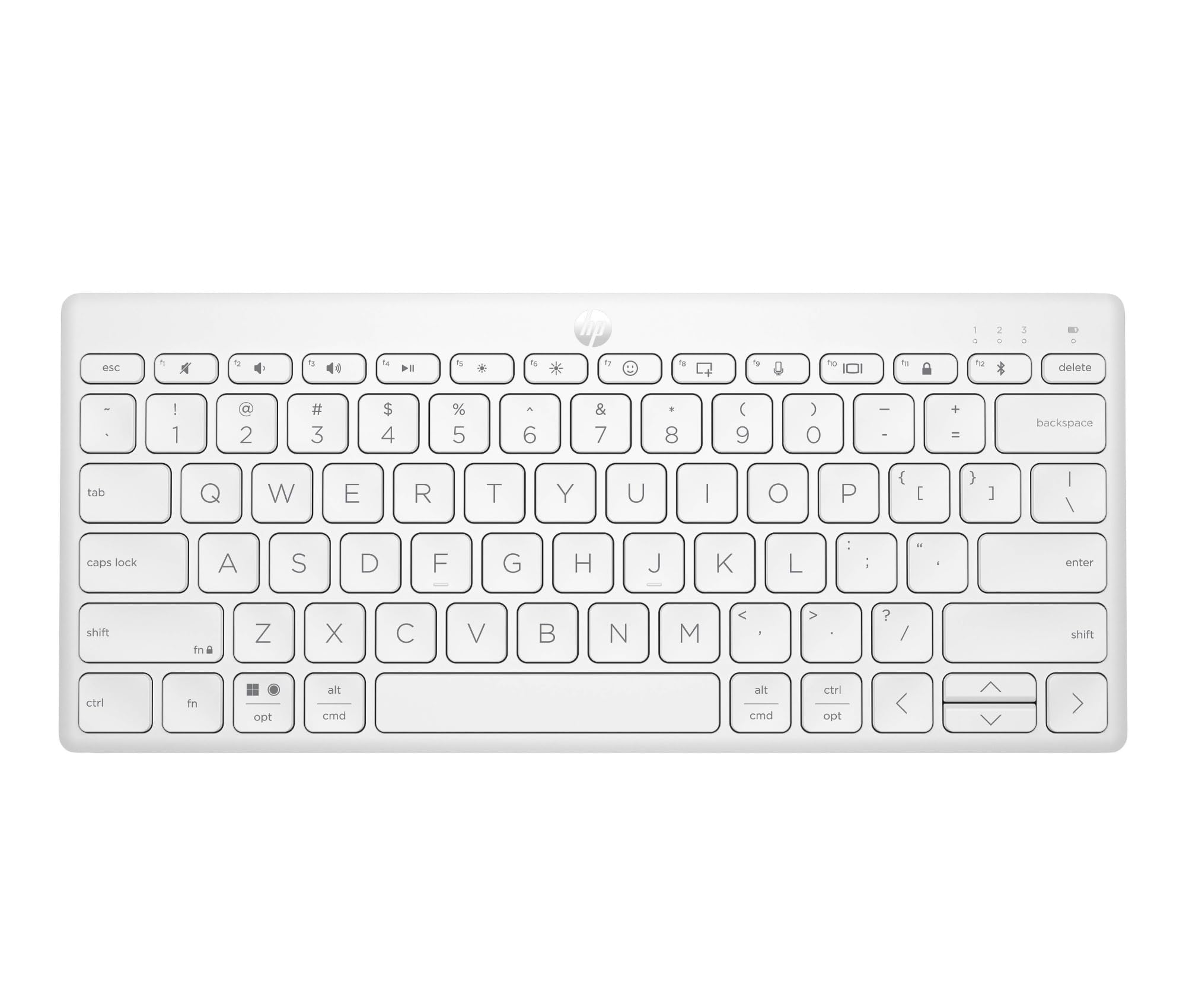 HP 350 Tastiera Wireless e Bluetooth 5.2, Connessione Multi-dispositivo, Qwerty, Layout Italiano, Emoji, Autonomia fino a 2 anni, Compatibile con Windows, Android, Chrome OS, MacOS, iPadOS, Bianca