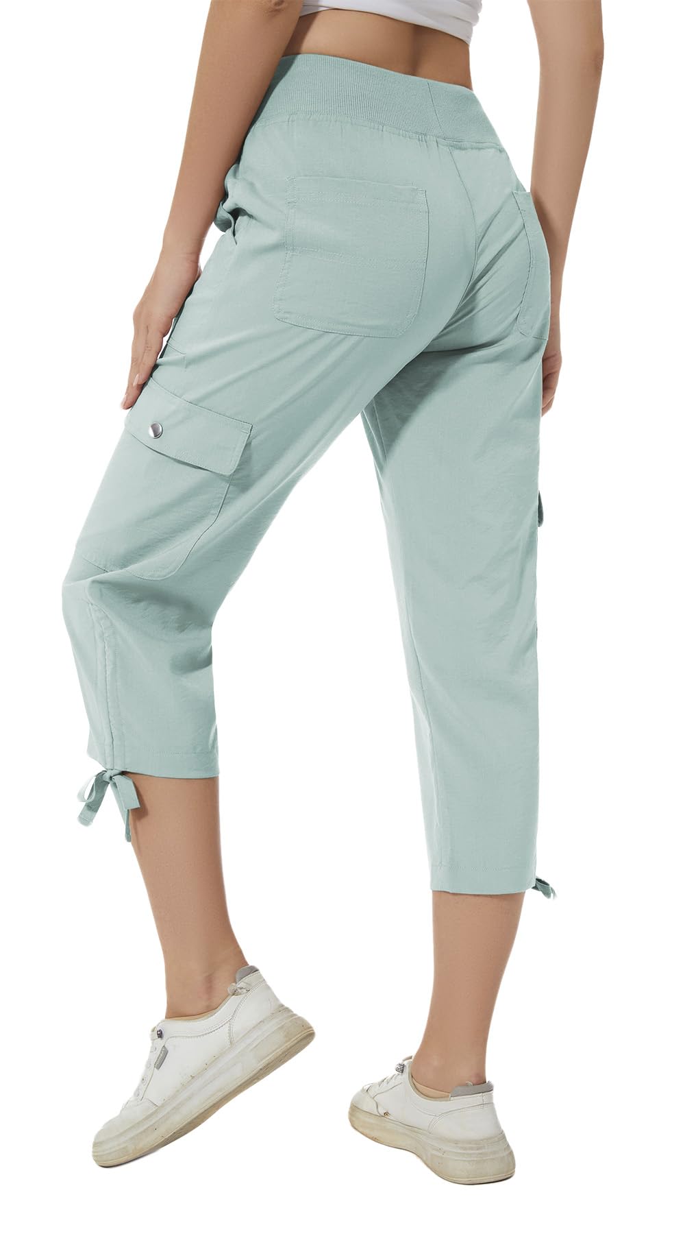 Huayuzh Damen Cargo Caprihose Wanderhose 3/4 Hose Sommer Cargohose Leichte Atmungsaktiv Athletisch Reisen Lässig Outdoorhose