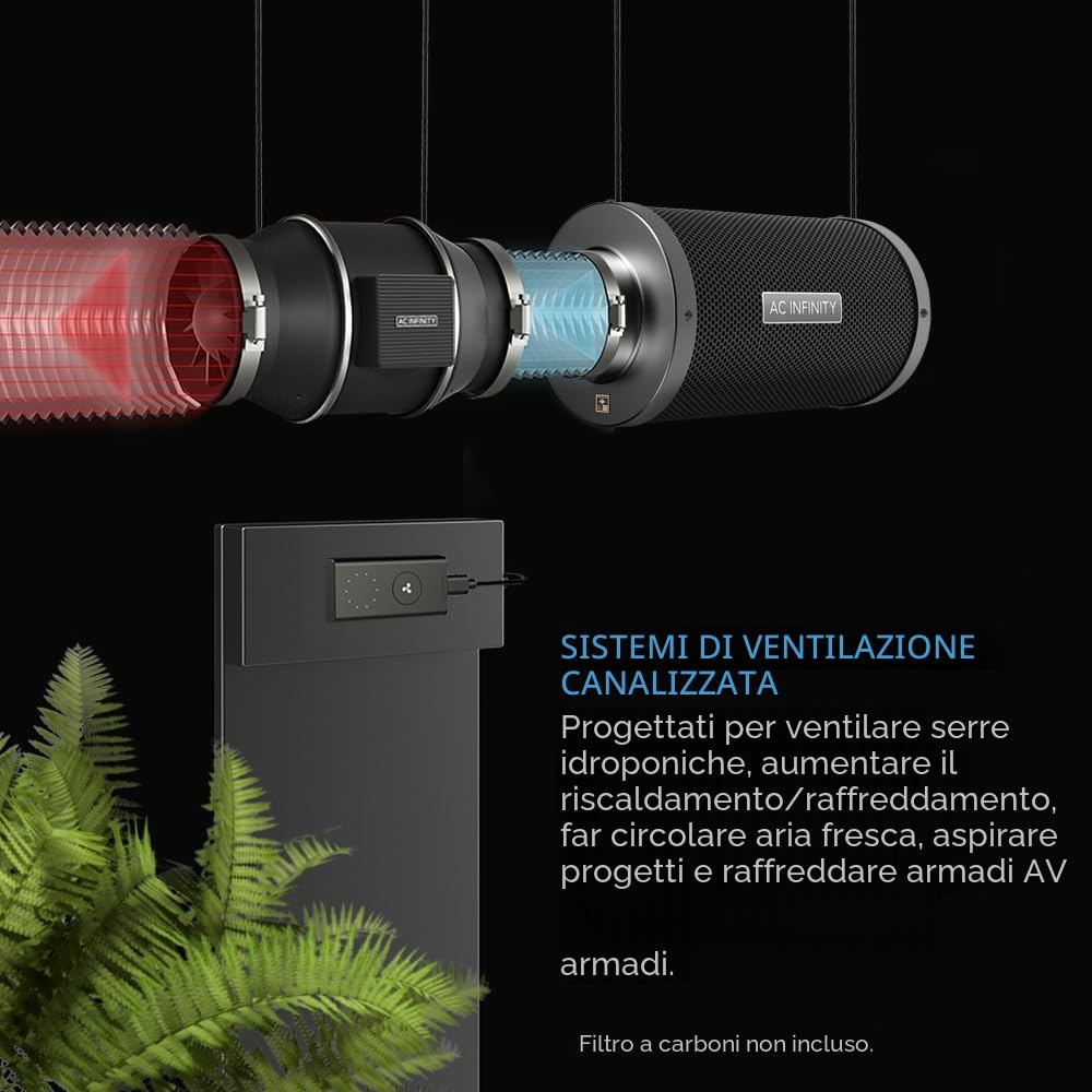 AC Infinity CLOUDLINE S8 - Ventola a condotto silenziosa, da 20,3 cm, con regolatore di velocità, aspiratore per riscaldamento e raffreddamento, ventilatore per tende da coltivazione e idroponica