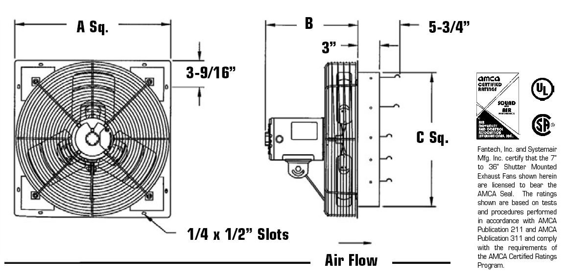 Fantech 2SHE1221 Series 12" Shutter Mount Exhaust Fan: Built In Household Ventilation Fans: Industrial & Scientific