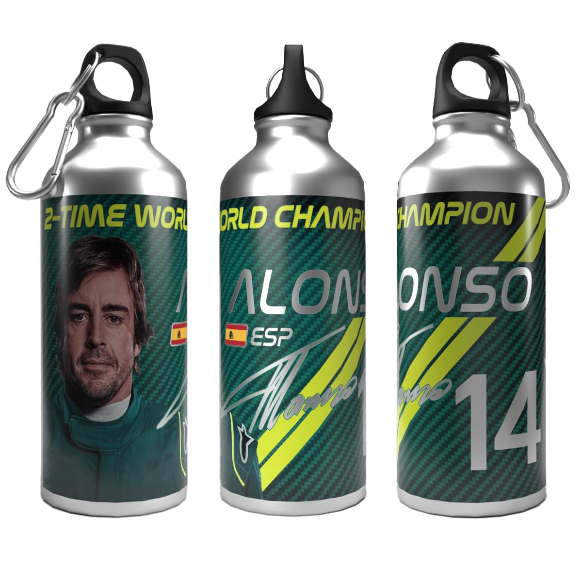 Partisan Multicolour Water Bottle Alonso 2-Lid Aluminium 600Ml Silver