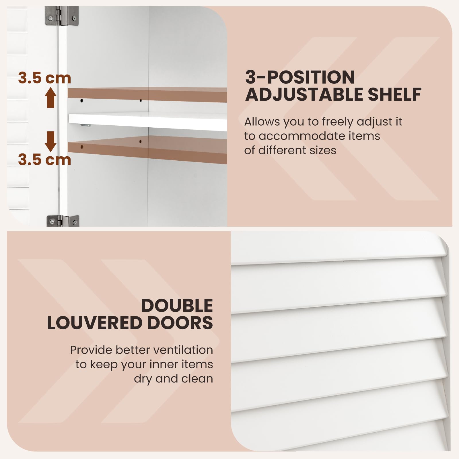 GIANTEX Armadio da Bagno Sospeso con 3 Ripiani, Pensile da Bagno, con Portasciugamani e Ripiano Regolabile, 58x22x75cm, 3 Colori