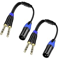 Vista 10 de Cable de micrófono doble de 0.250 in de 1/4 pulgadas a XLR, cable de conexión divisor en Y de audio macho de 0.250 in a XLR, cable adaptador