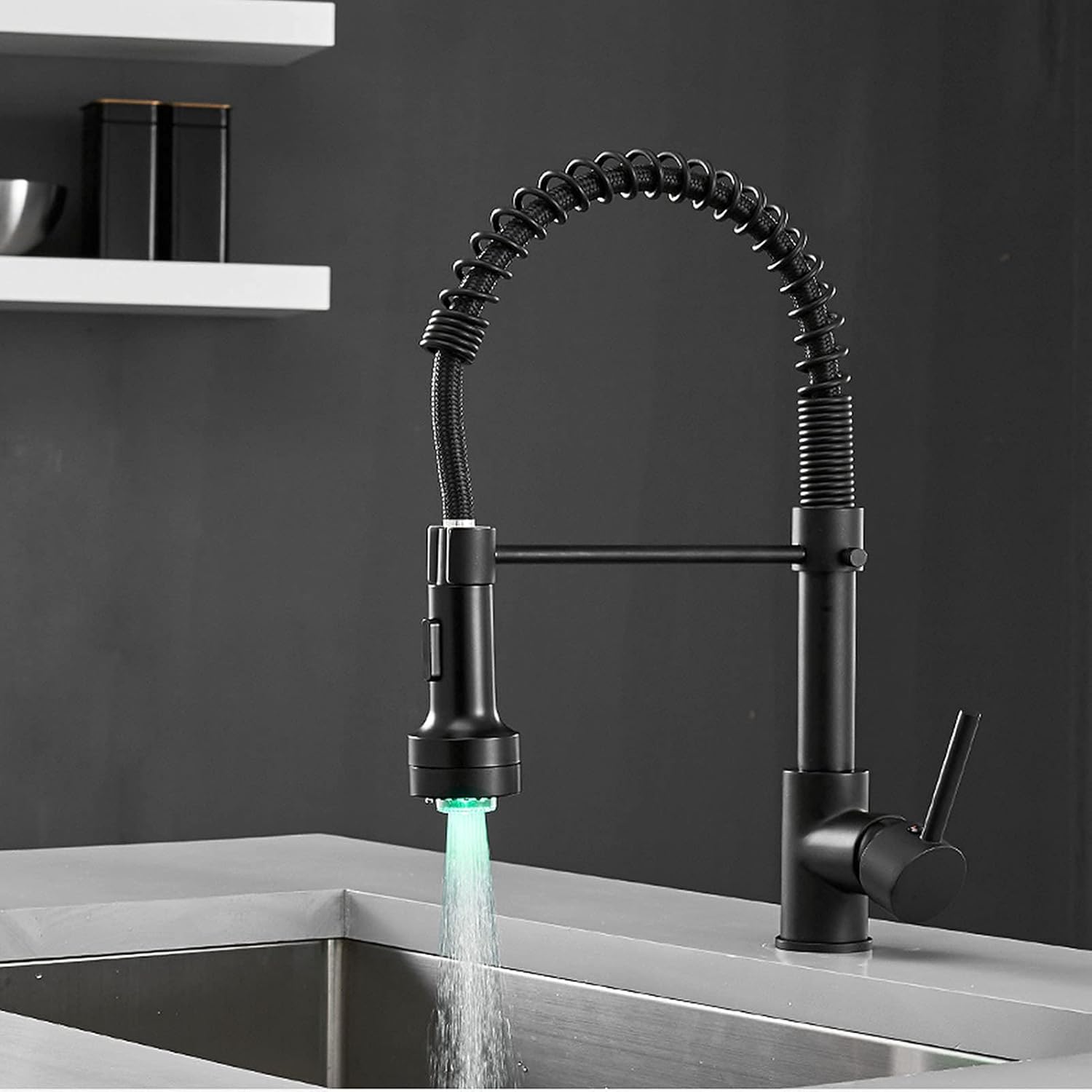 水- 浴室のシンク キッチンシンク 引き出し式キッチン蛇口 ブラック