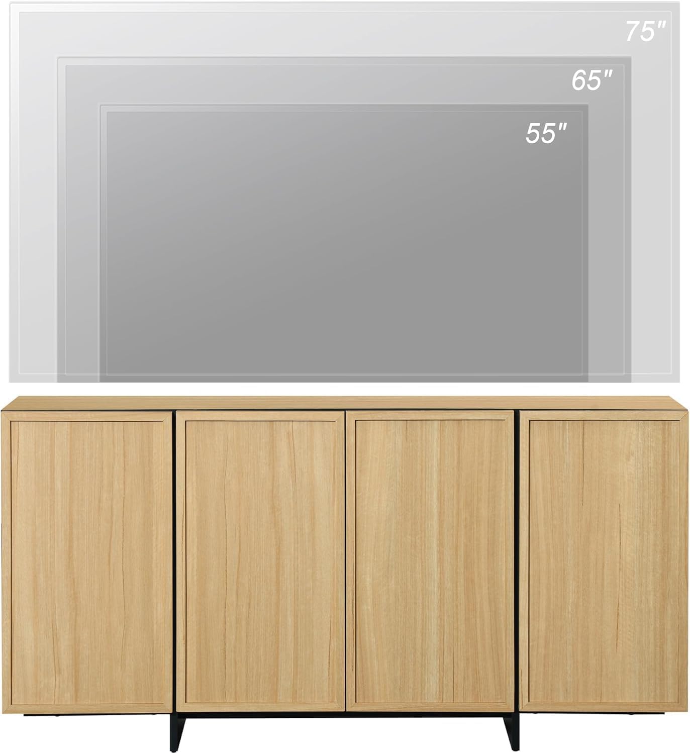 WAMPAT Multifunctional TV Stand for 32-75 Inch TVs, Modern TV Console with Large Storage Cabinet, Entertainment Center Media Console Table for Living Room, Oak