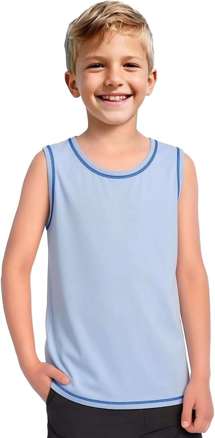 Boys Athletic Tank Tops Summer Quick Dry Crew Neck Sleeveless T Shirts Casual Loose Soft Lightweight Sports Tops Teen