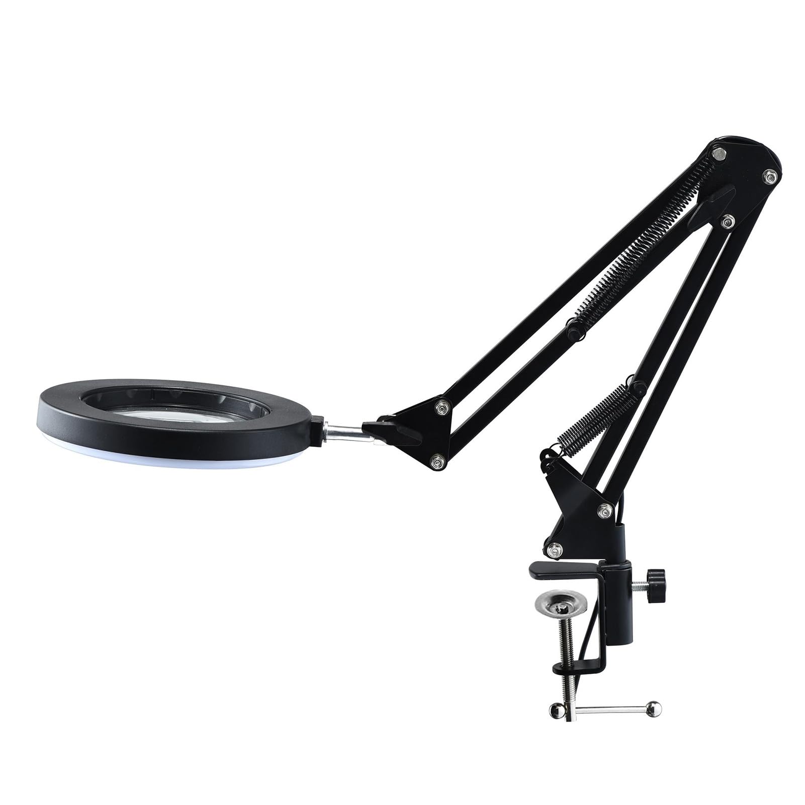 10-fache Vergrößerungslampe mit LED-Lichthelligkeit, 3 Farboptionen, Flexible Arm-Clamp/Holder-Lampe für Professionelles Basteln, Modellbau und Lesen (Black)