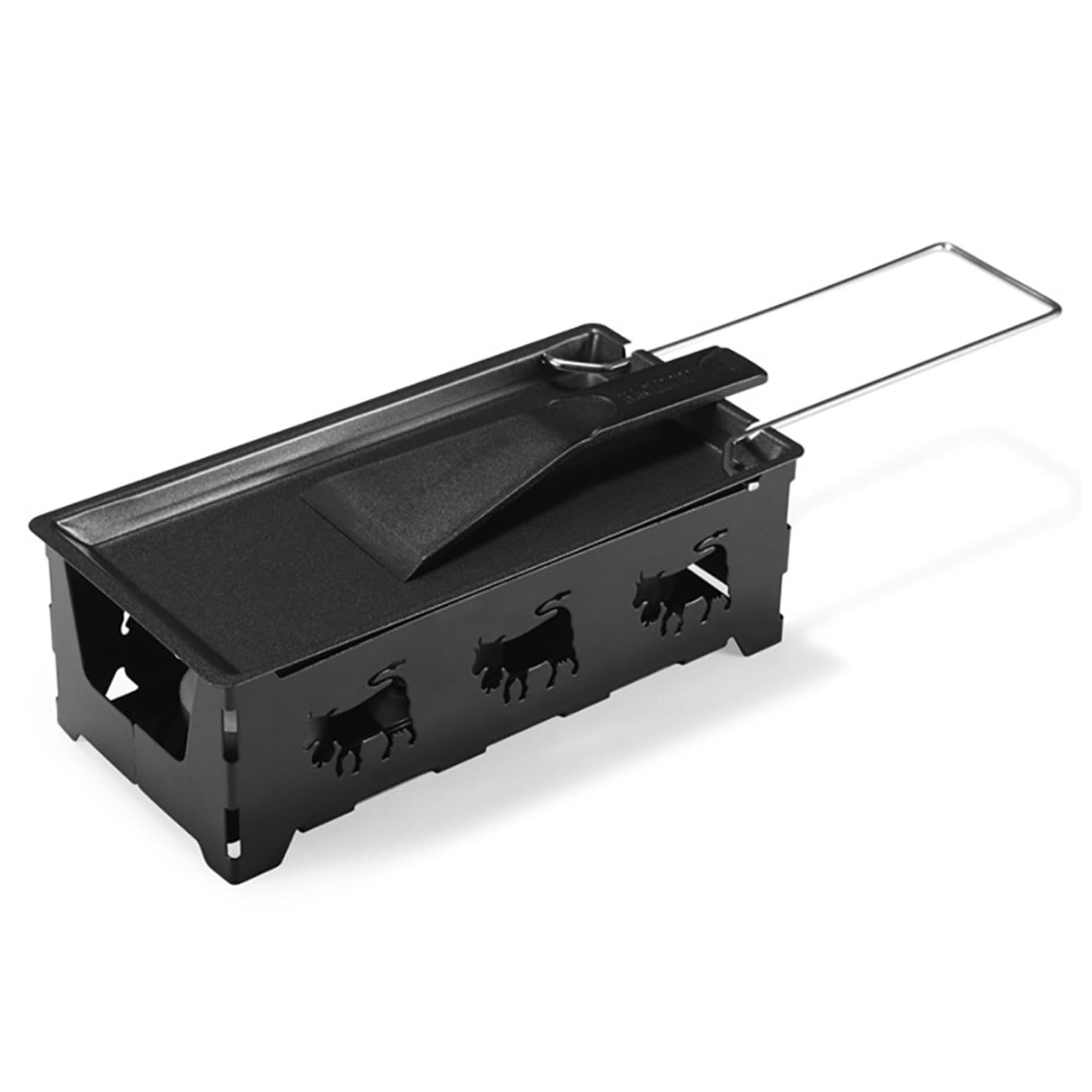 Raclette Grill, Non Stick Cheese Melter with Plastic Spatula, Raclette Cheese Melter with Folding Handle, Portable Baking Tray for Kitchen Grilling Tool