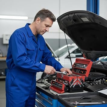 81 Parça Profesyonel Katlanabilir Metal Sandık Alet Takımı – 5 Gözlü Çanta, 1/2 & 1/4 Cırcır Lokma Seti, Kombine Anahtarlar, Pense Seti, Usta ve Ev Kullanımı İçin Tamir Çantası
