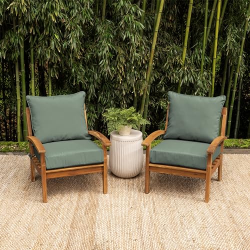 Image of Arden earthFIBER Outdoor Deep Seat Cushion Set, 24 x 24, Rain-Proof, Fade Resistant, Deep Seat Bottom and Back Cushion for Chair, Sofa Sage Green Texture