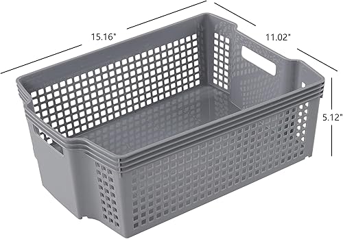 Miniatura 4 de Tstorage Cestas de almacenamiento apilables de plástico, cestas apilables de bandeja de plástico, paquete de 2