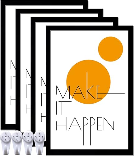 ijuerybai Juego de 4 portarretratos de 12 x 18 pulgadas, color negro de 12 x 18 pulgadas, marco de fotos de 12 x 18 pulgadas para galería de pared,