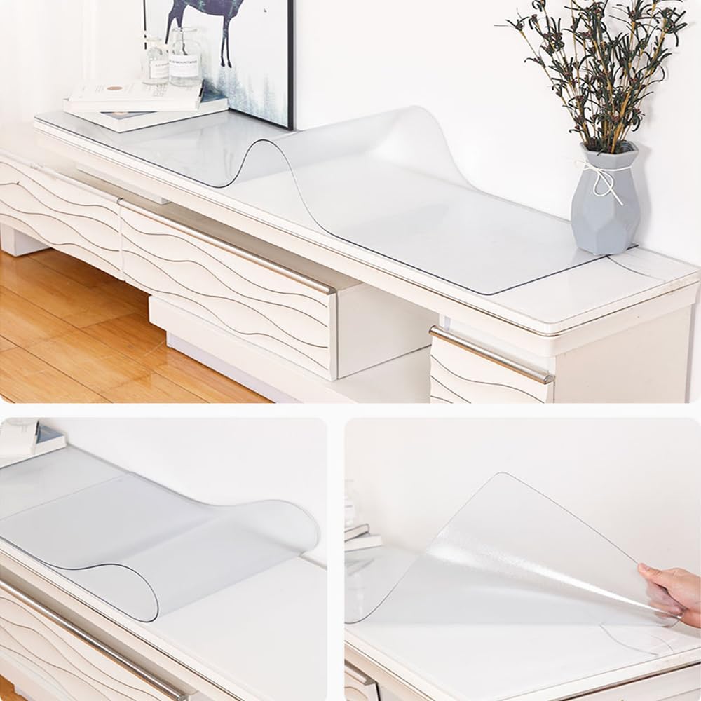 厚さ2mm PVCつや消しテーブルプロテクター クリアカバー ナイトスタンド ライティングデスク ダイニングルーム テーブル用 90