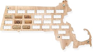 Wooden Shoe Designs Massachusetts Wine Cork Map, Tan