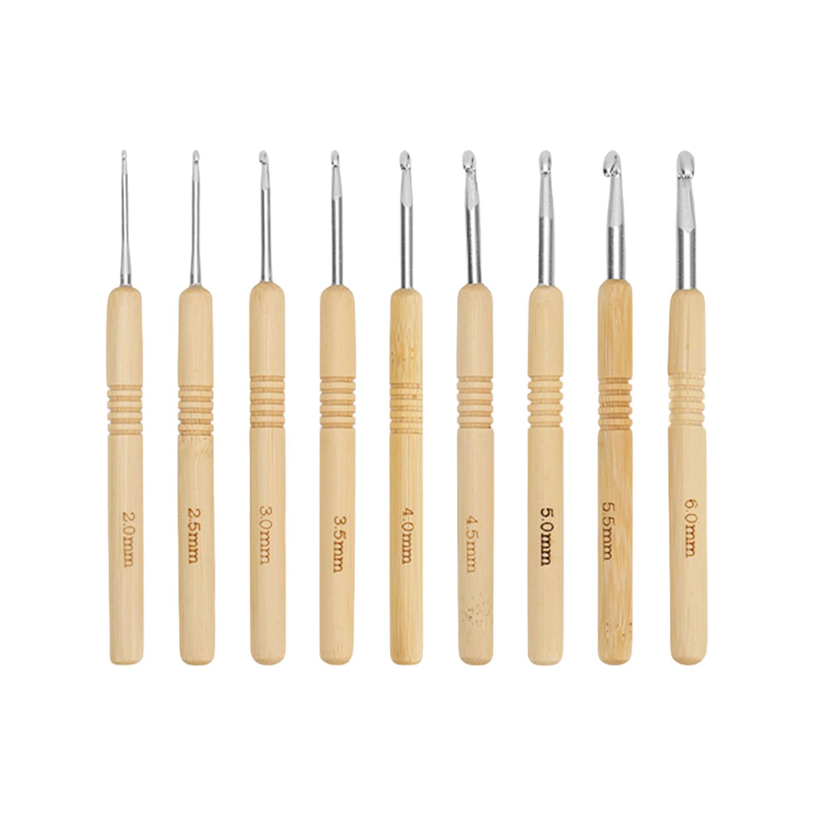 Nucelit 9Pcs Crochet Hook Set with Aluminum Tip and Ergonomic Grip Soft Grip Handle Knitting Needle Set to Beginner and Adult Colorful Crochet Needle