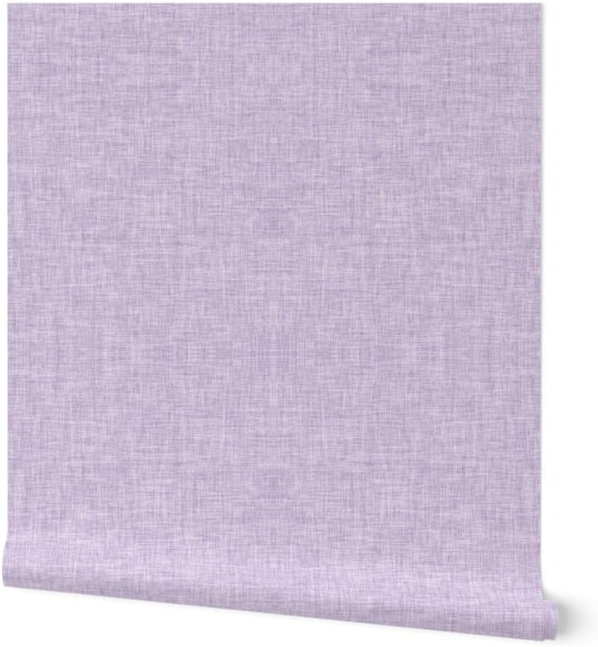 Peel & Stick Wallpaper 3ft x 2ft - Purple Lavender Linen-Look Solid Custom Removable Wallpaper by Spoonflower