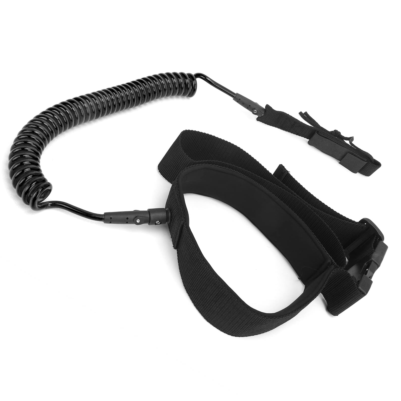 Sorandy Premium Surfboard Leash, 10ft Coiled TPU Stand Up Paddle Board Leash Waist Rope, Surfing Leg Straps for Shortboard, Longboard, Skimboard, Fishboard, 3 Colors (Black)
