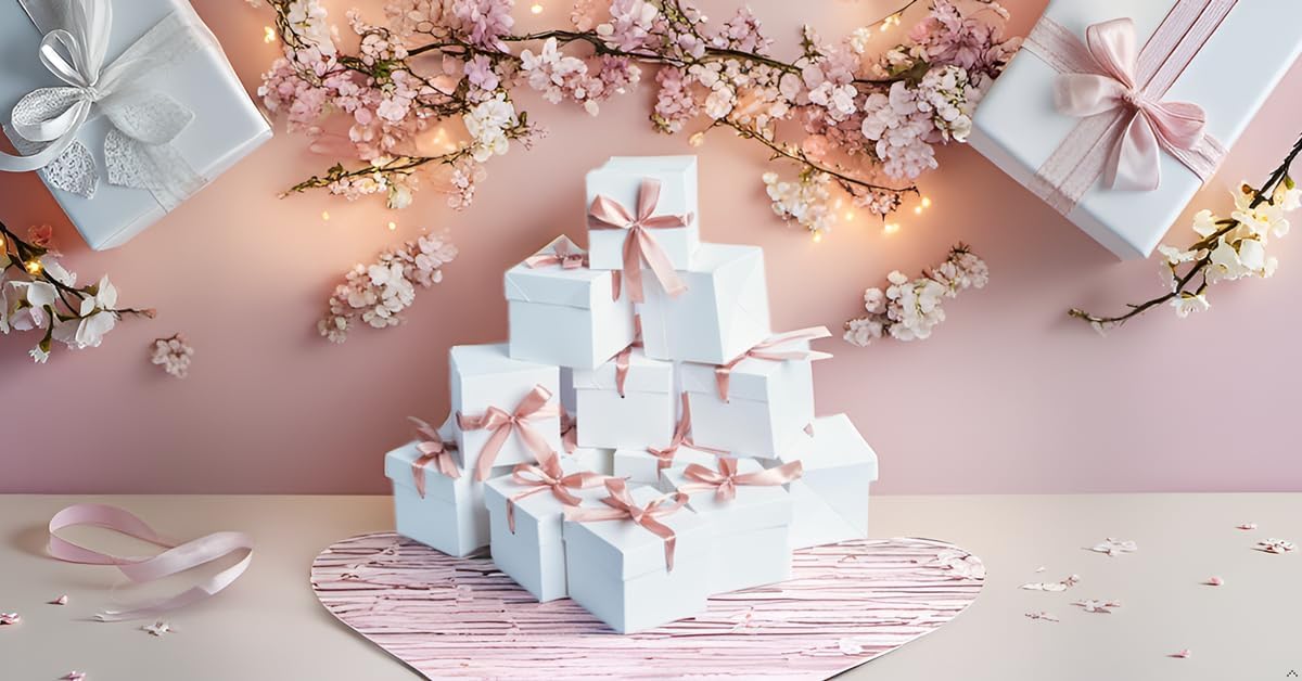 Gift Box with Lid & Ribbon, 12pcs, White, 6"×6"×6" | For presents,Birthday, Anniversary,Christmas Day,Wedding Valentines,Party,Graduations, Holidays,Soccer game,Soccer gift box