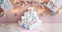 Vista 4 de Cajas de regalo blancas de 6 x 6 x 6 pulgadas con tapas, 12 hermosas cajas blancas cuadradas con cinta, perfectas para bodas, Navidad, cumpleaños