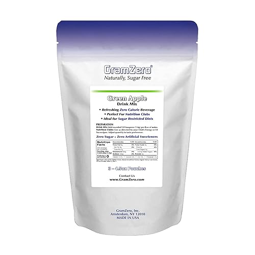 Miniatura 4 de GramZero Mezcla de bebida sin azúcar de manzana verde, sin calorías, ideal para té cargado de club de nutrición, endulzado con stevia