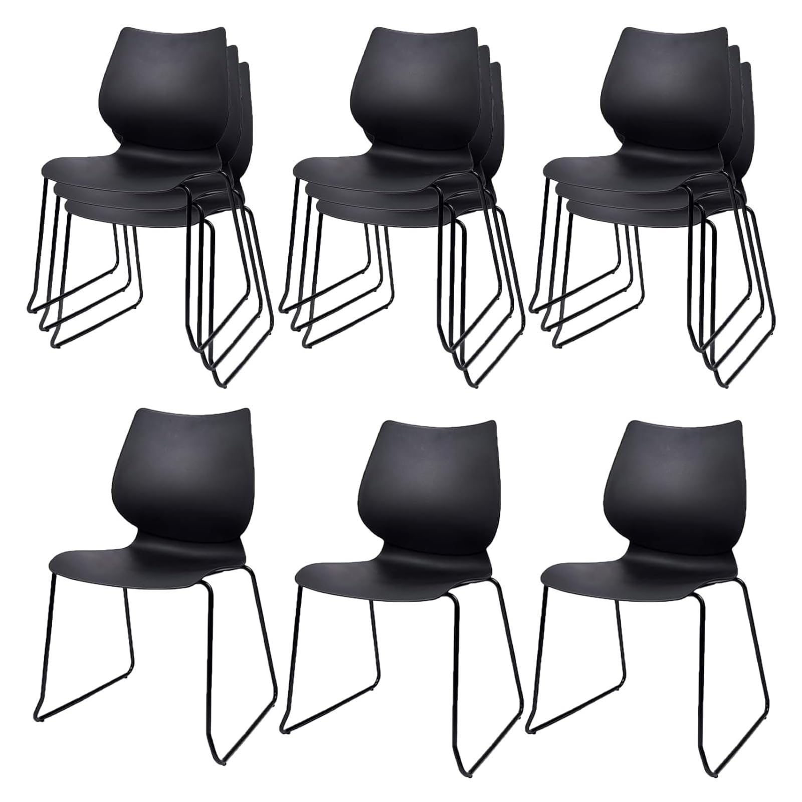 KLASIKA Stacking Chairs, Stackable Waiting Room Chairs, Conference Chair with Back & Church Chairs No Wheels with Metal Legs, Suitable for Offices