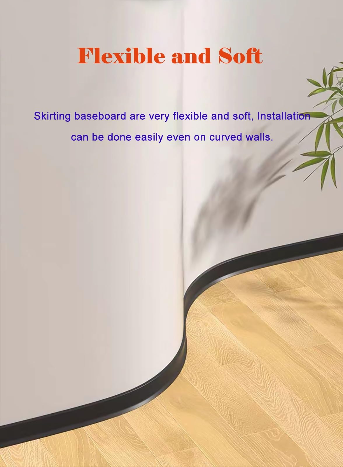 Rodapié autoadhesivo de PVC impermeable, borde de ángulo suave para escaleras, pasillos, garajes, fácil de instalar y cortar, ideal para salas de estar, oficina, hospital (8 cm de alto, 3 m de largo,