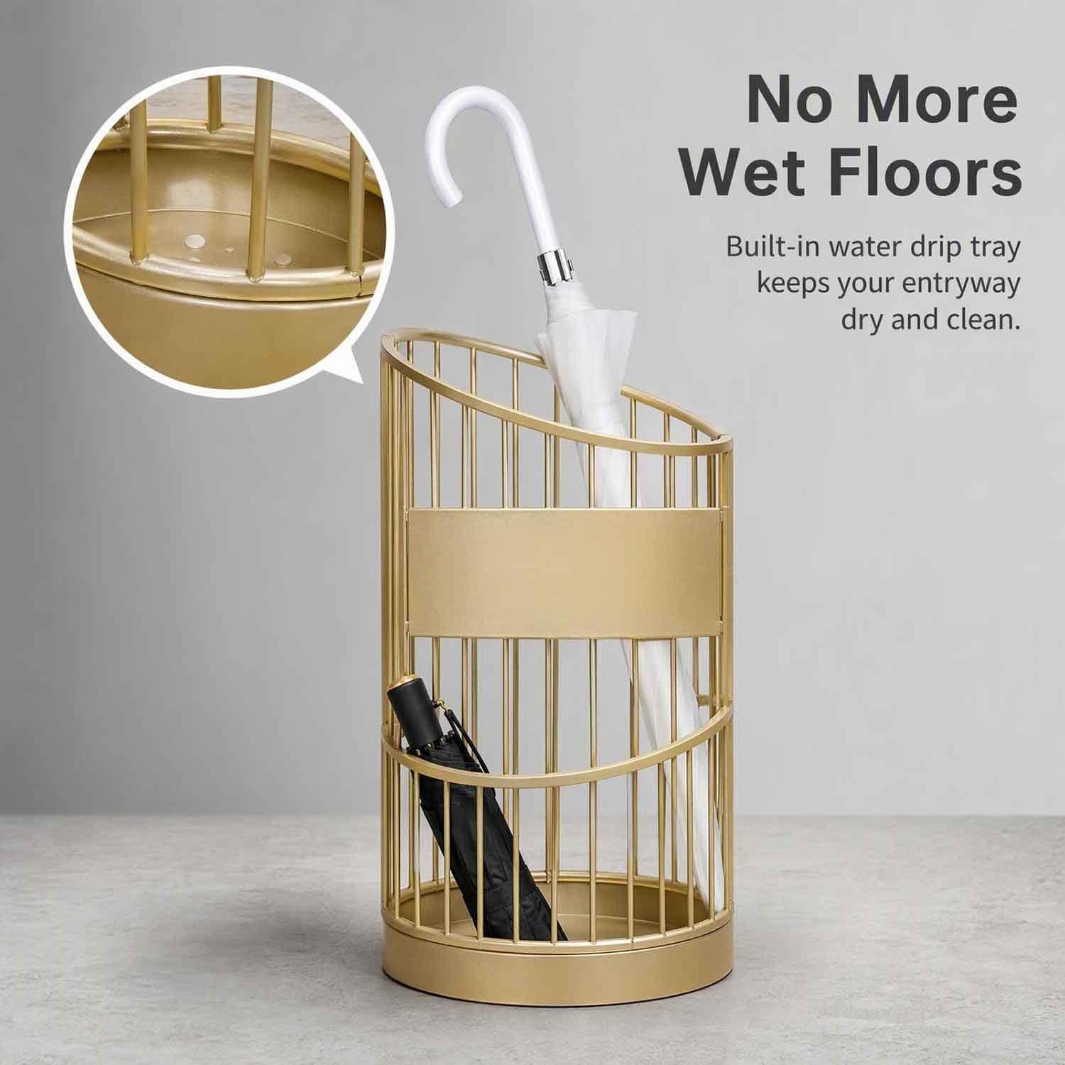 Nordic Wrought Iron Freestanding Umbrella Stand for Entryway