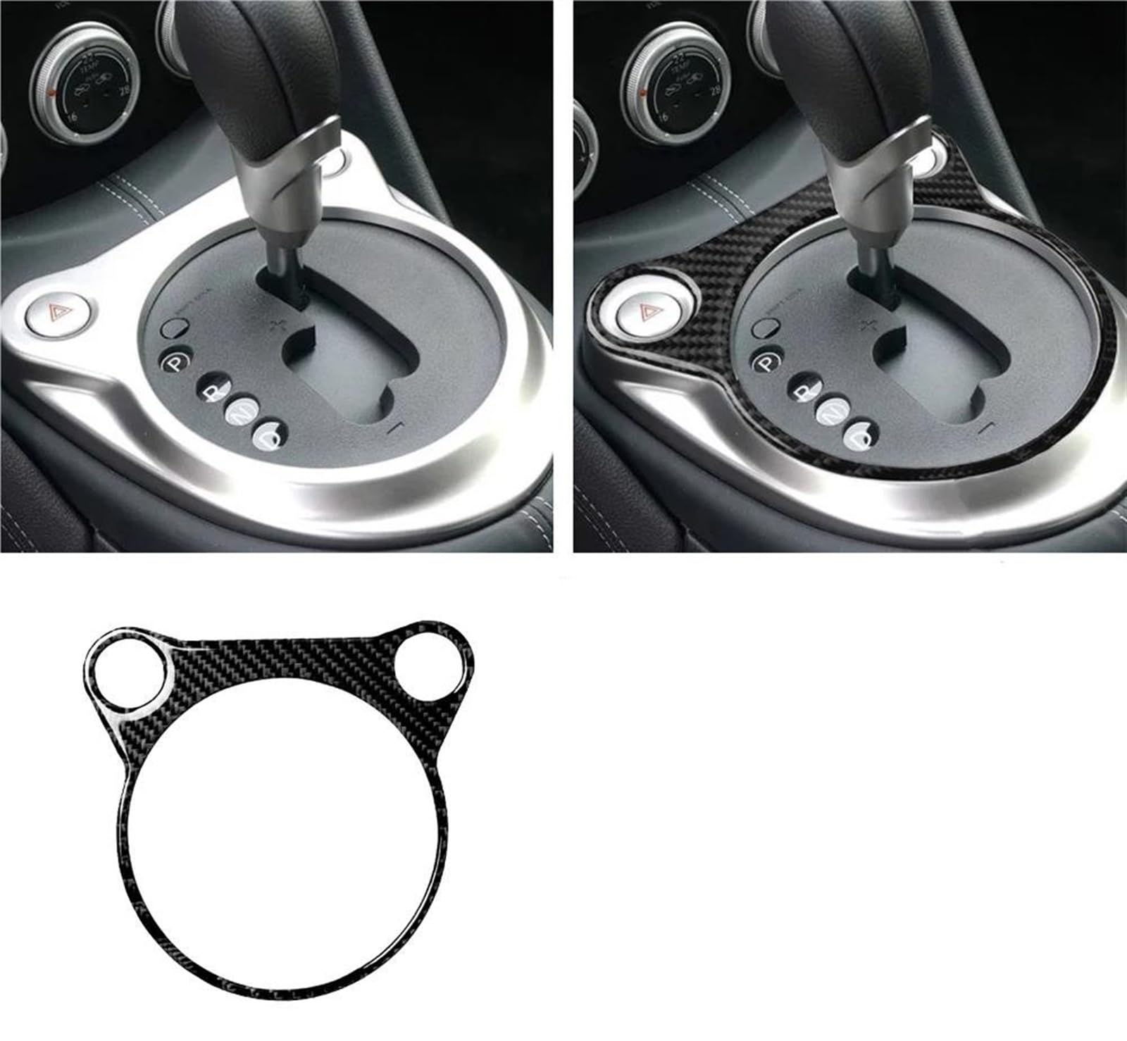 Dekoracja samochodu do Nissan 370Z i Z34 (od 2009): dźwignia zmiany biegów, prędkościomierz, podnośniki okien, klamki drzwi, naklejki wewnętrzne, listwy ozdobne