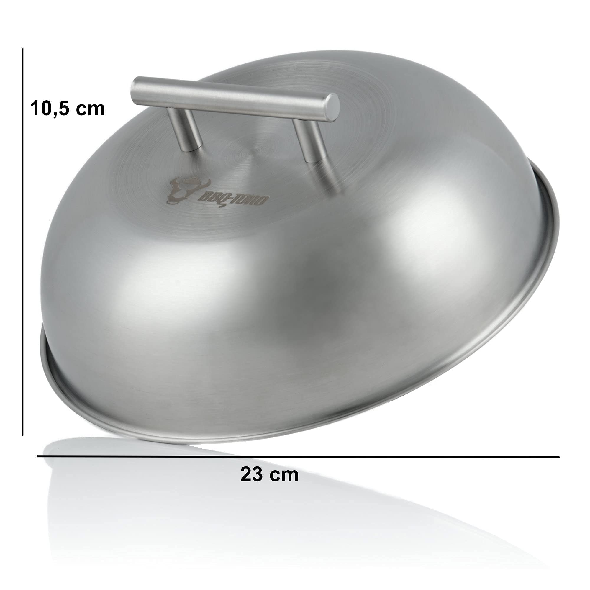 BBQ-TORO Campana para Hamburguesas | Ø 23 x 10,5 cm | Acero Inoxidable | Cubierta para Fundir Toppings | para Servir Alimentos | Tapa Cúpula Barbacoa (1)