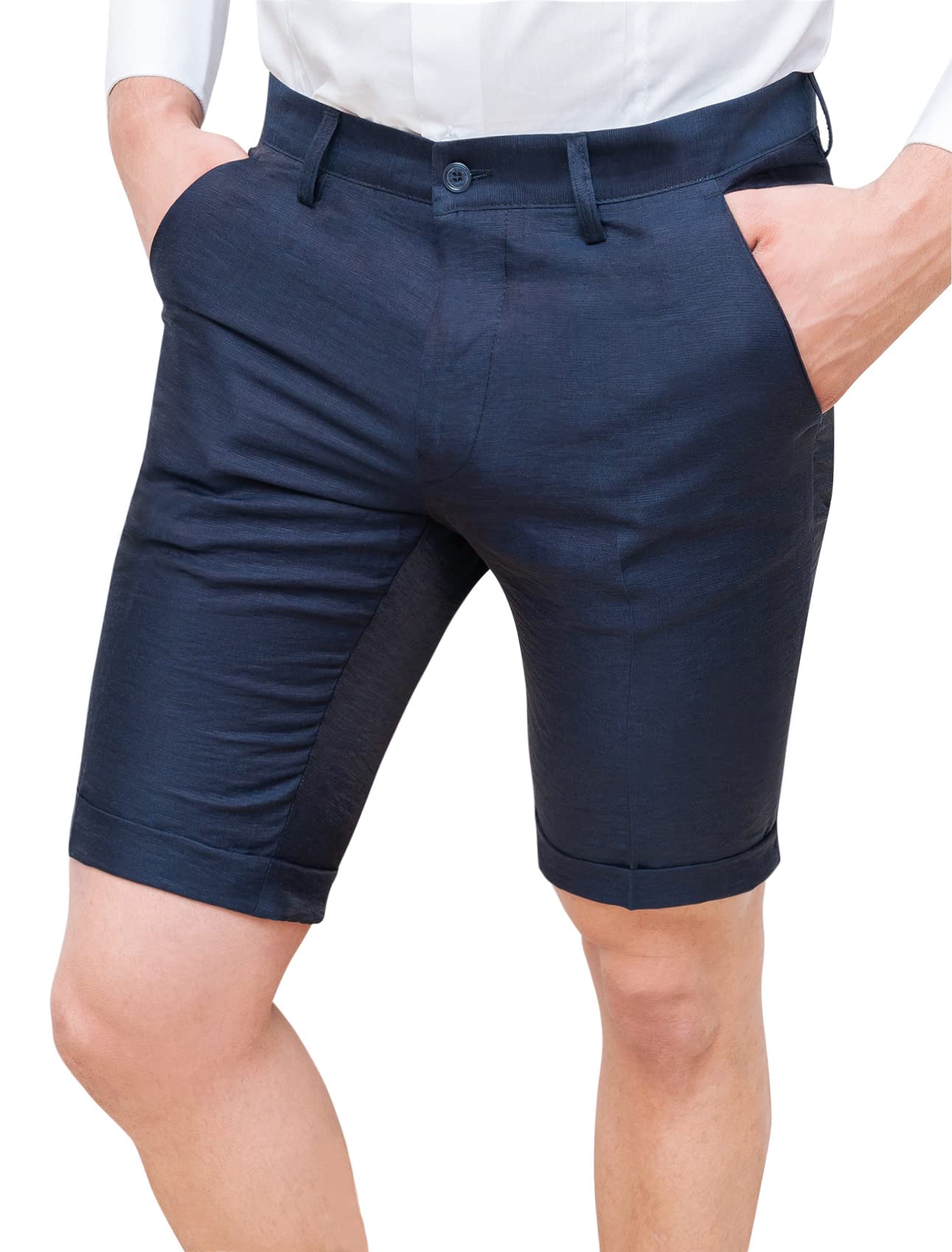 Evoga Pantaloni Corti Uomo in Lino Casual Eleganti Bermuda Pantaloncini Estivi