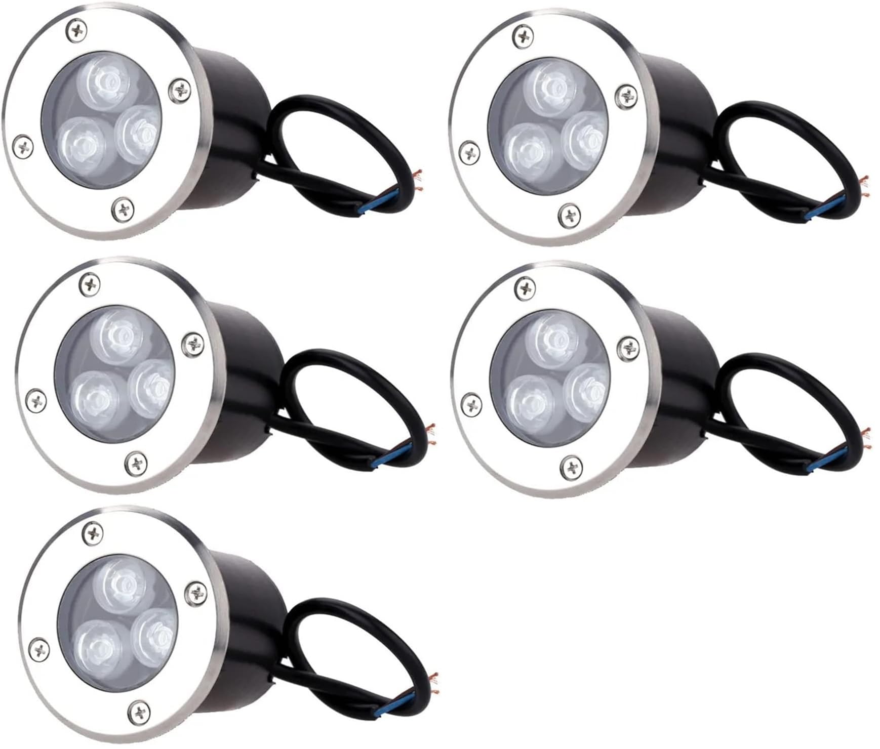 5 Pezzi Faretto a led segnapasso calpestabile da esterno viali sentieri giardino pavimento IP65 da incasso a terra luce calda 3000k - 220V (3 watt (9,5 x 8 cm))